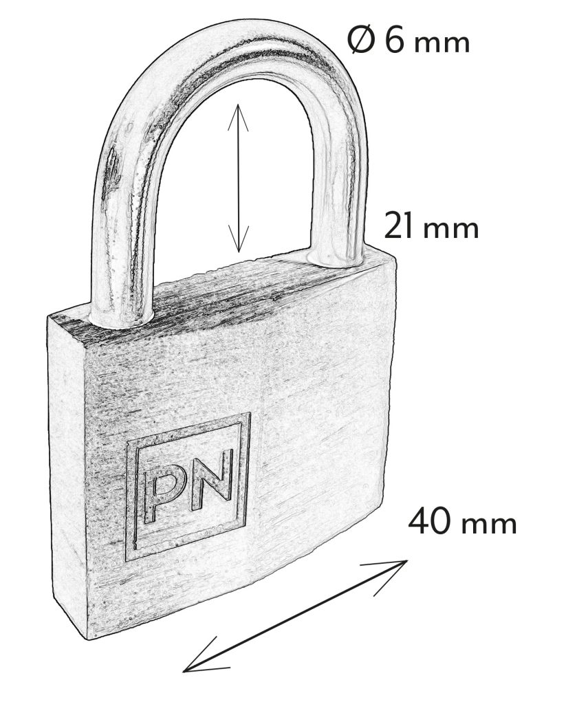 Hængelås 40 mm – 4 stifter – Sort anodiseret