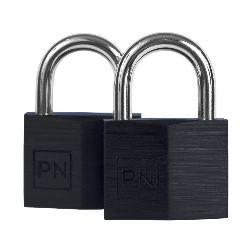 Hængelås 40 mm – 4 stifter – Sort anodiseret – 2-pak