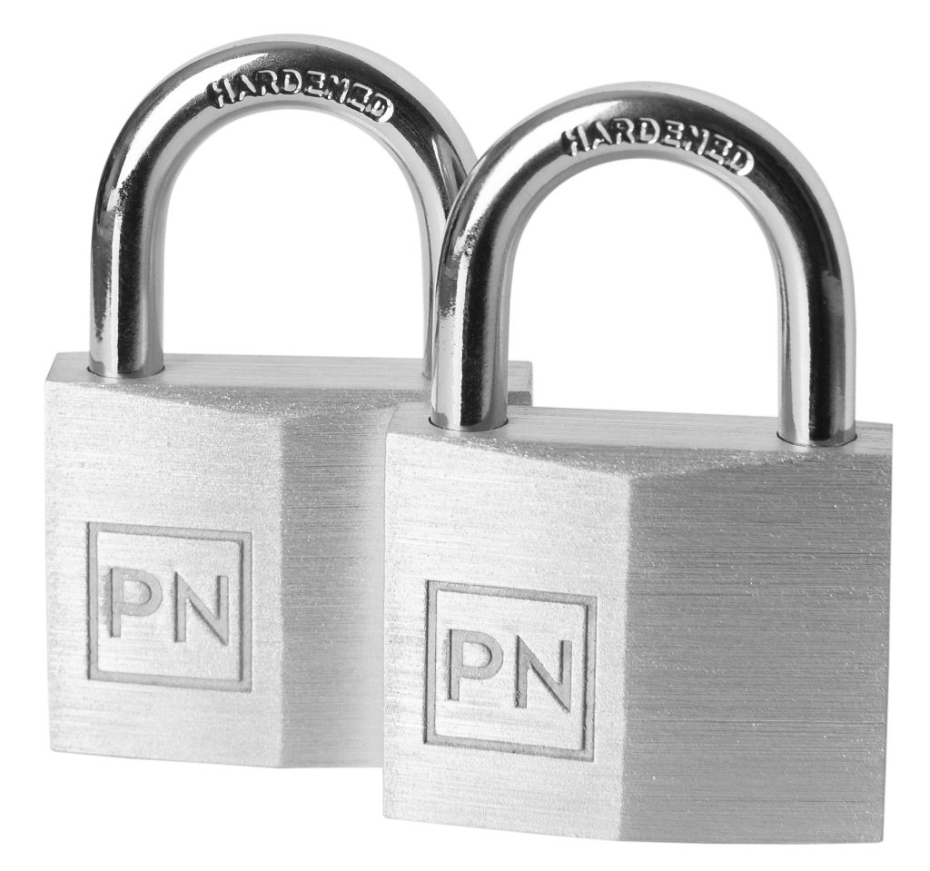 Hængelås 40 mm – 4 stifter – Aluminium – 2-pak