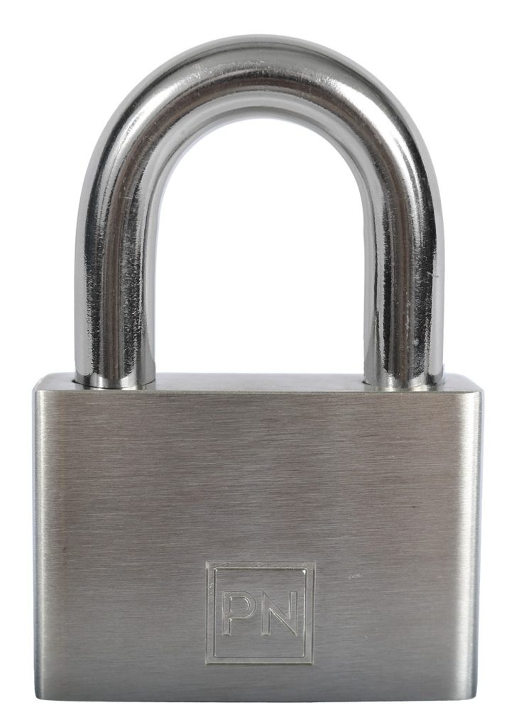 Hængelås 60 mm – 4 stifter – Rustfri – Kort bøjle