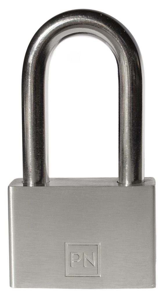 Hængelås 60 mm – 4 stifter – Rustfri – Lang bøjle